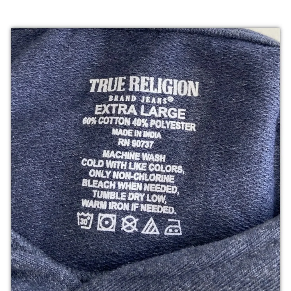True Religion Hoodie Men’s XL‎ Blue Logo Long Sleeve Original Jean Brand
